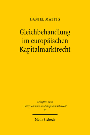 Gleichbehandlung im europäischen Kapitalmarktrecht