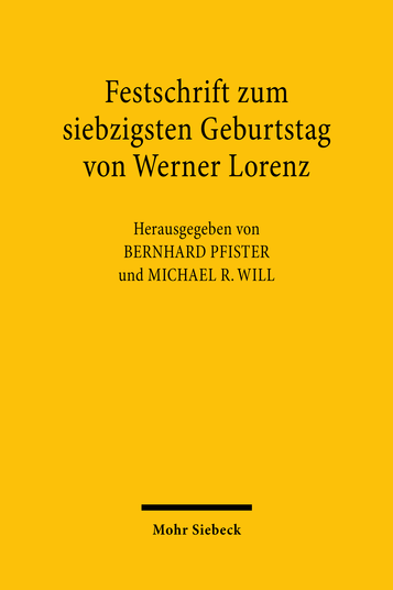 Festschrift zum siebzigsten Geburtstag von Werner Lorenz