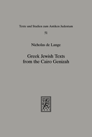 Greek Jewish Texts from the Cairo Geniza